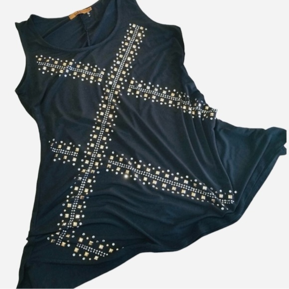 Belldini Size Large Black Sleeveless Tunic Tank - Picture 5 of 8